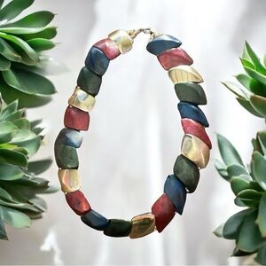 Choker style Red and Blue Chunky Beaded Necklace